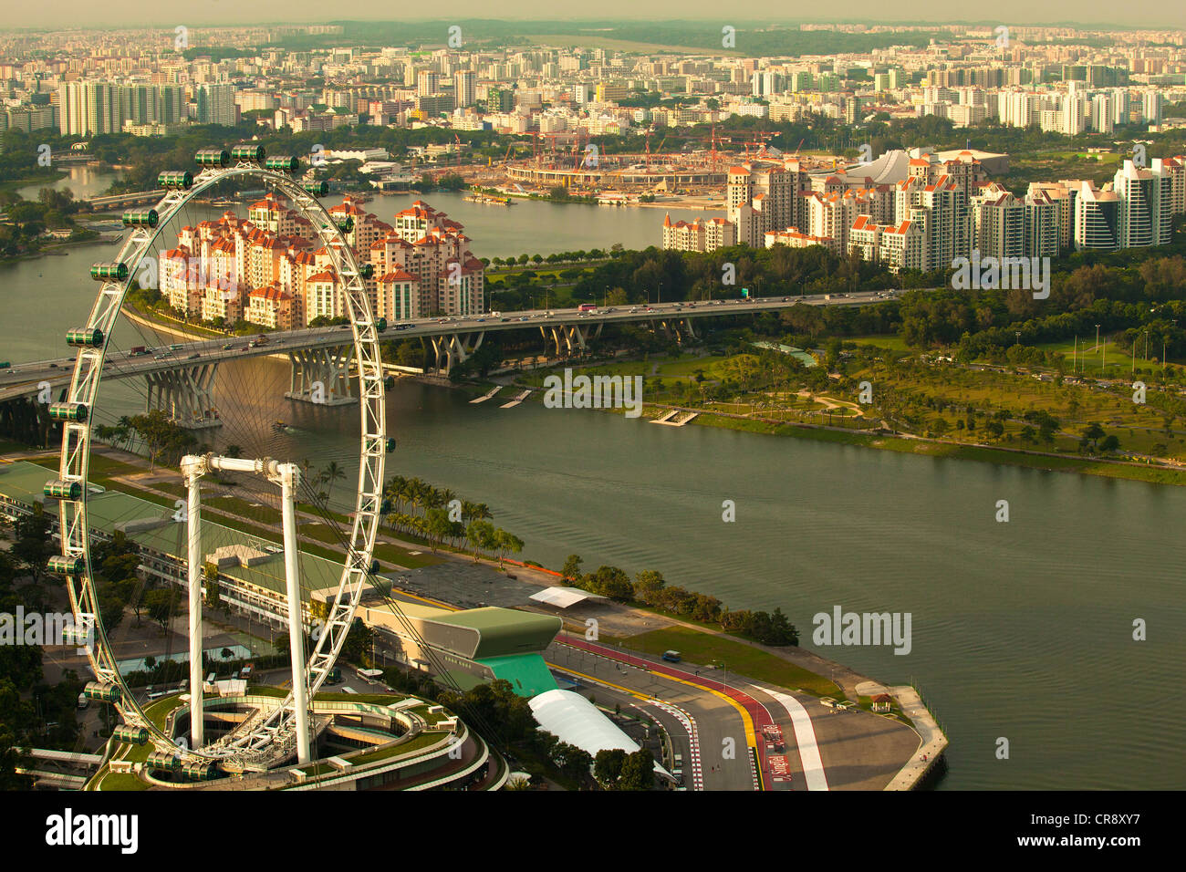 Singapore, fiume Hongbao vista dal tetto Marina Bay Hotel Foto Stock