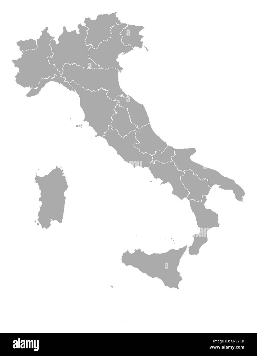 Mappa politica dell Italia con le varie regioni. Foto Stock