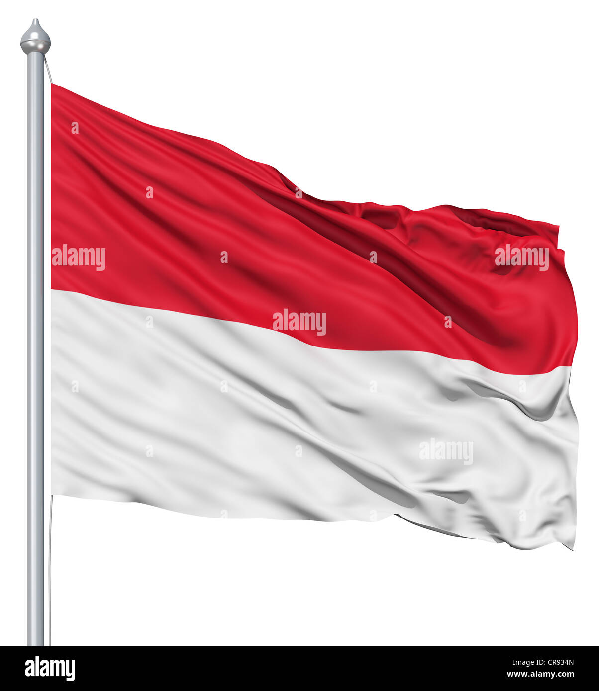 Bandiera di Indonesia con il pennone sventolare nel vento contro uno sfondo bianco Foto Stock Bandiera di Indonesia con il pennone sventolare nel vento contro uno sfondo bianco Foto Stock