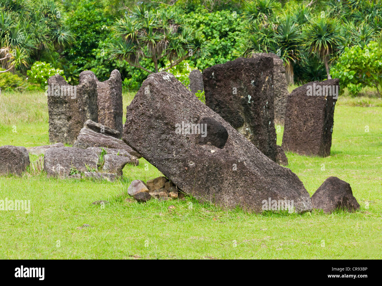 L'antica Badrulchau i monoliti di pietra risalente al 161 D.C., Babeldaob Island, Palau Foto Stock