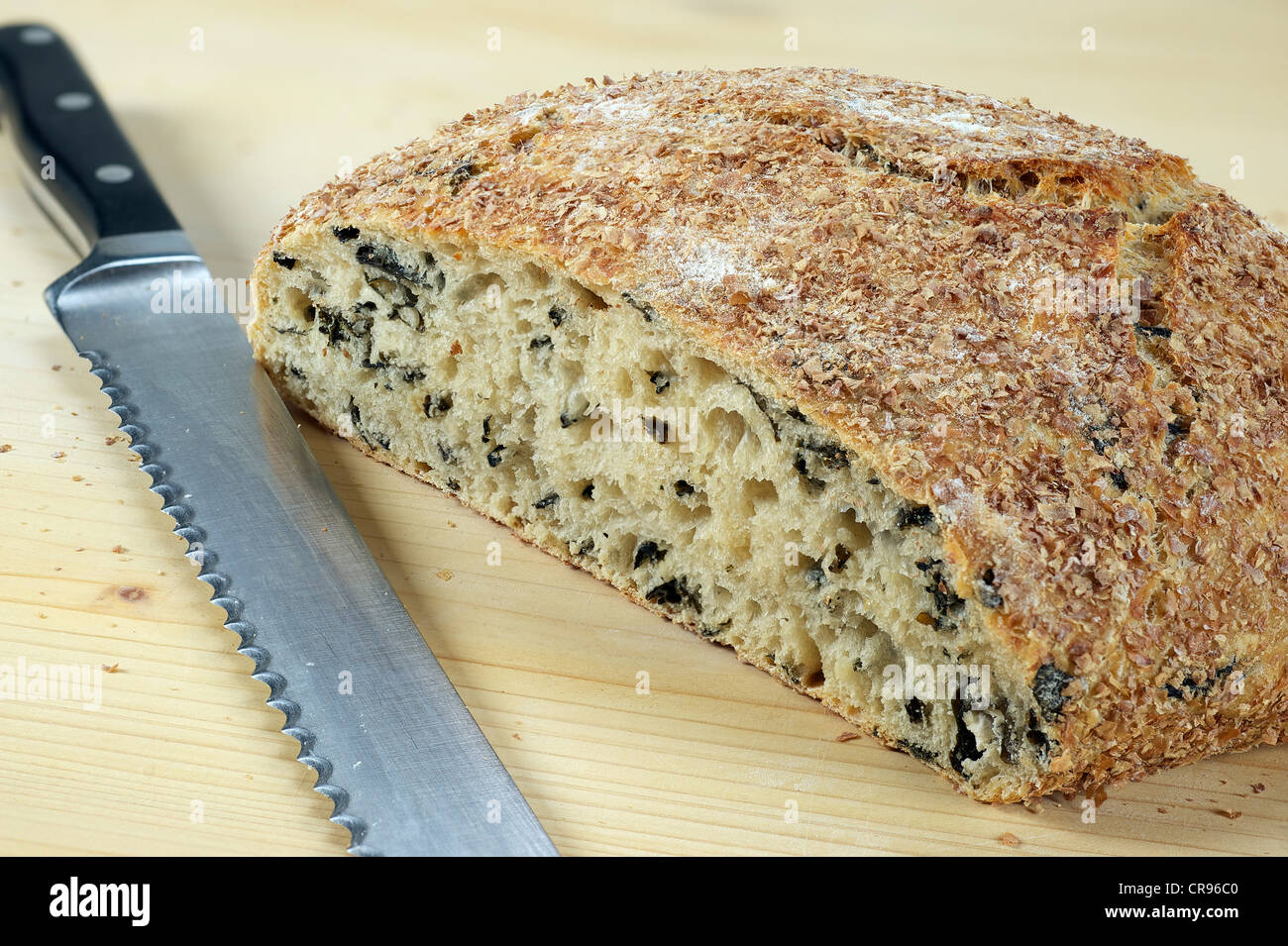Pentola pane con alghe wakame, No-Knead pane, ricetta è disponibile Foto Stock