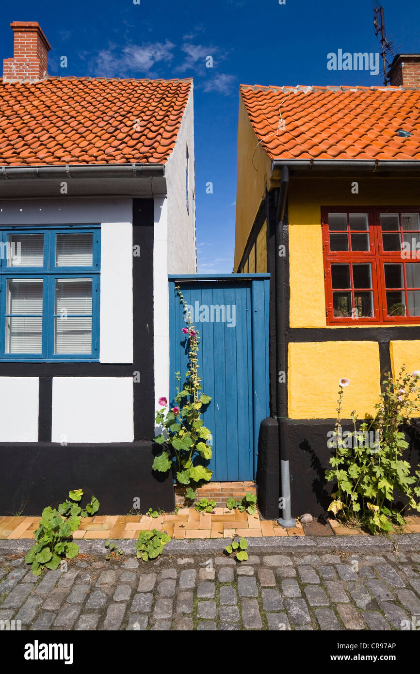In legno case in Rønne, Bornholm, Danimarca, Europa Foto Stock
