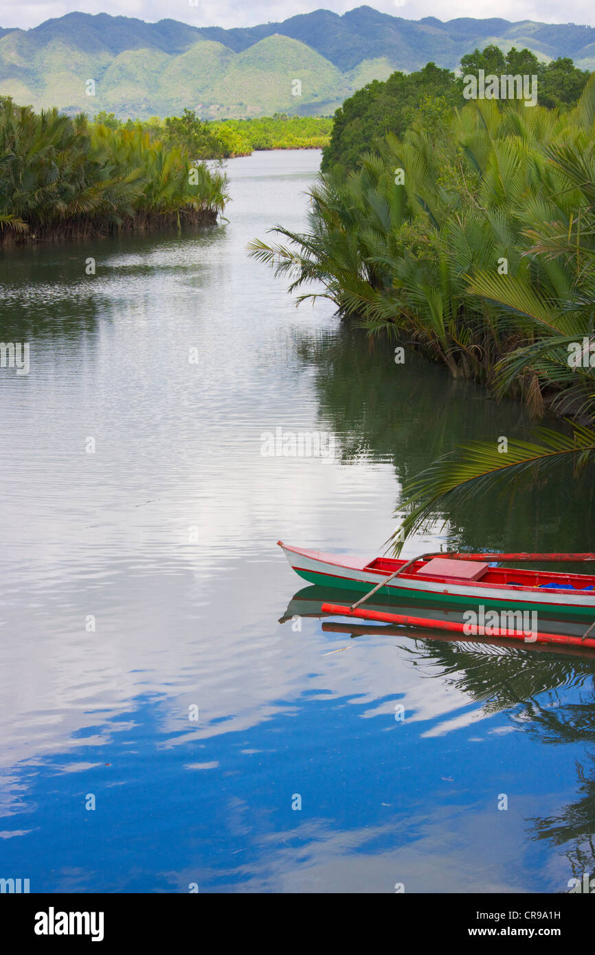 In canoa sul fiume, Isola di Bohol, Filippine Foto Stock