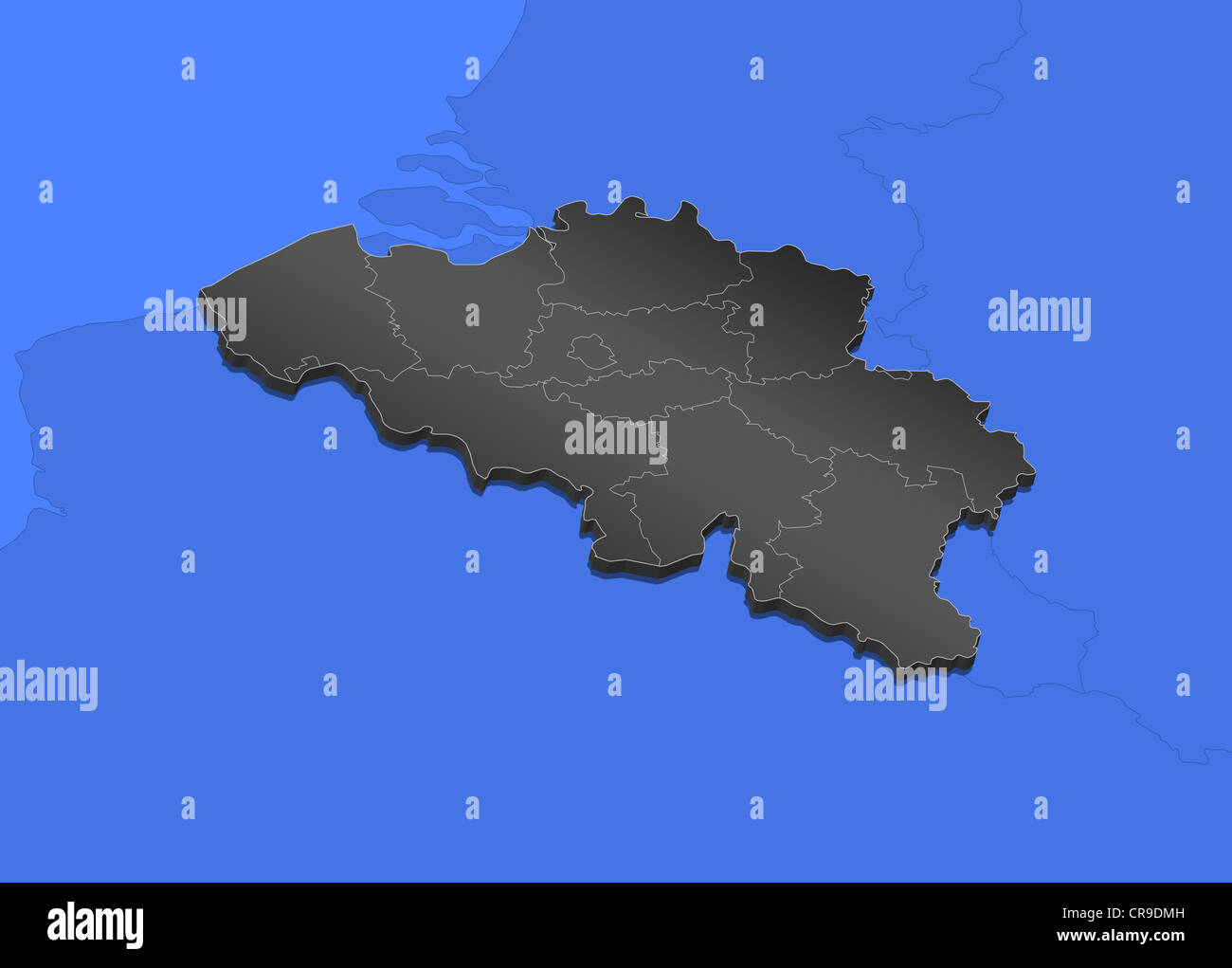 Mappa politico del Belgio con i diversi Stati membri. Foto Stock