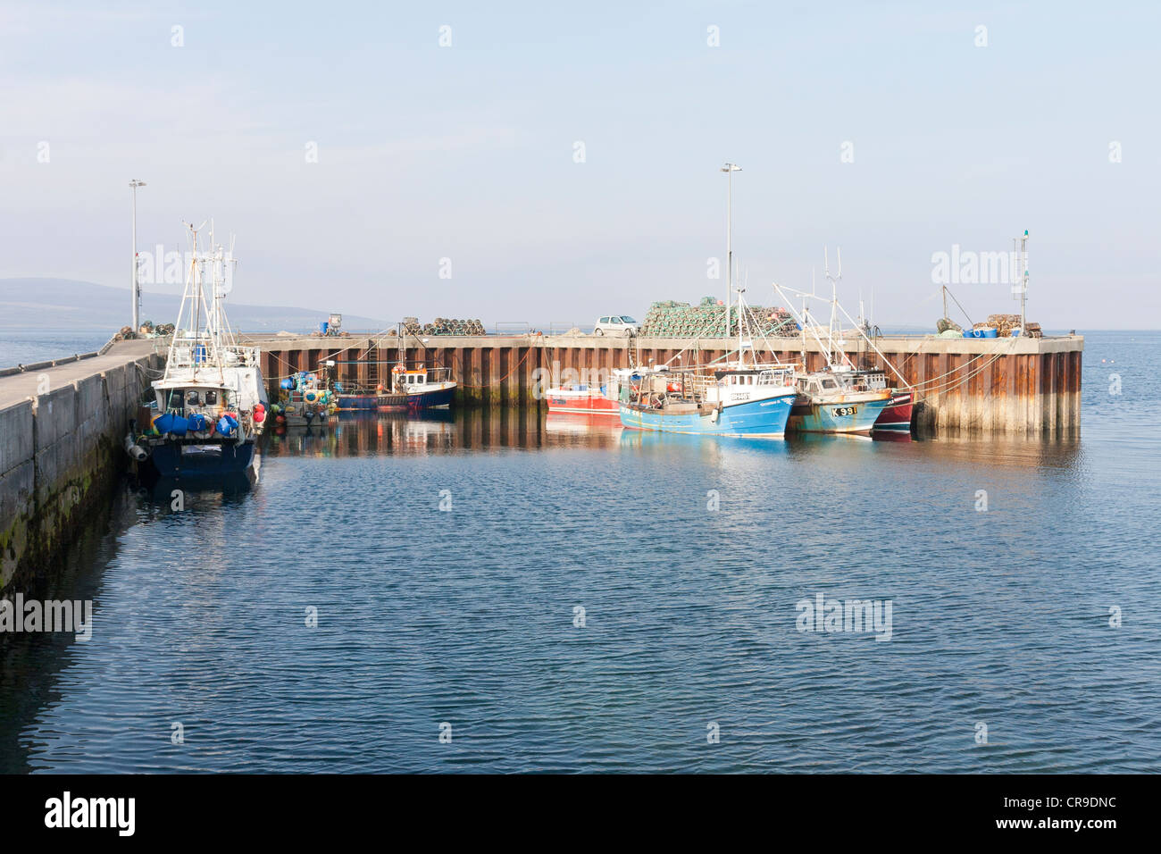 Tingwall Porto e barche da pesca - Orkney Isles, Scozia Foto Stock