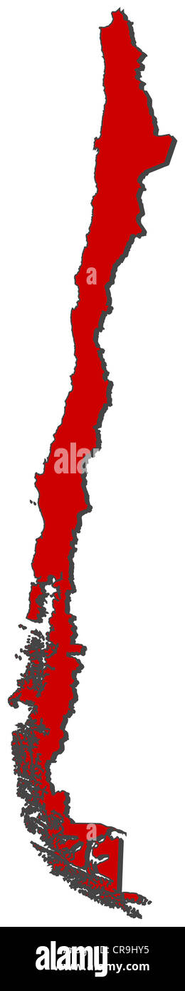 Mappa politica del Cile con le varie regioni. Foto Stock