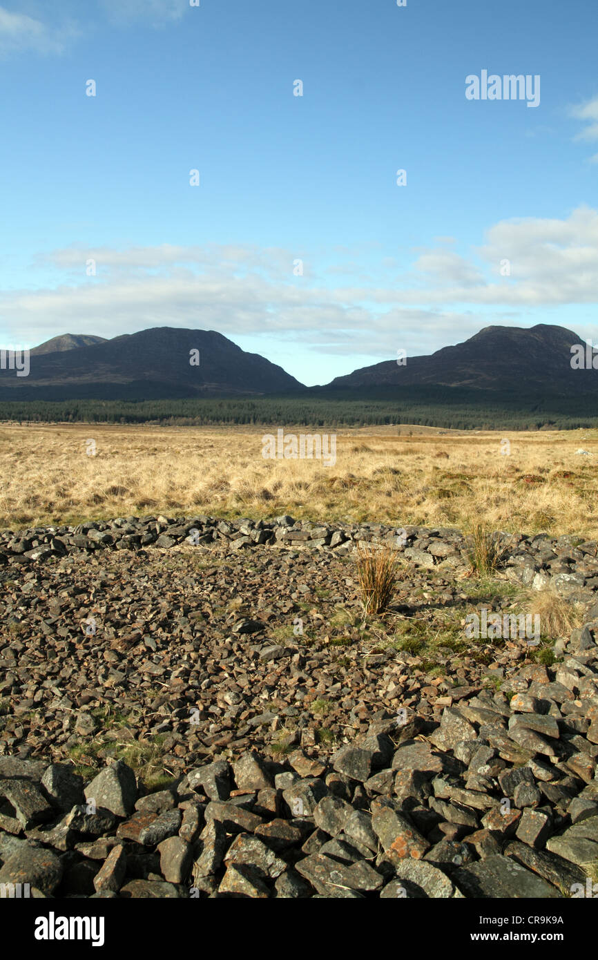 Fhinog colline, Gwynedd, Wales, Regno Unito. Rhinog Fawr sulla destra, Rhinog Fach sulla sinistra. Foto Stock