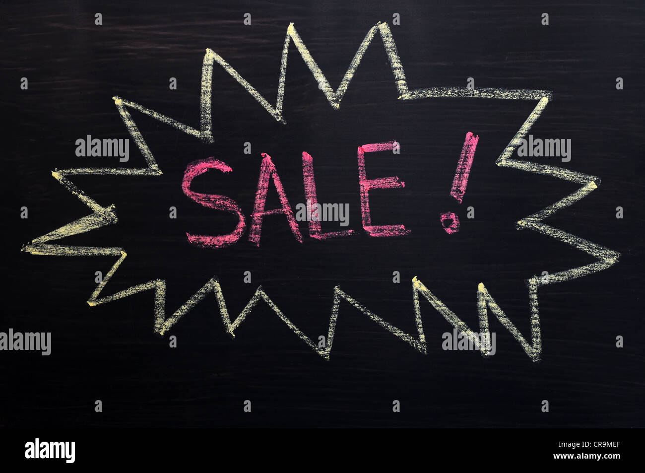Ottenere blackboard la bolla scoppiò business chalk chat concetto di raccolta vendita contenuto concettuale della creatività la progettazione di differenti Foto Stock