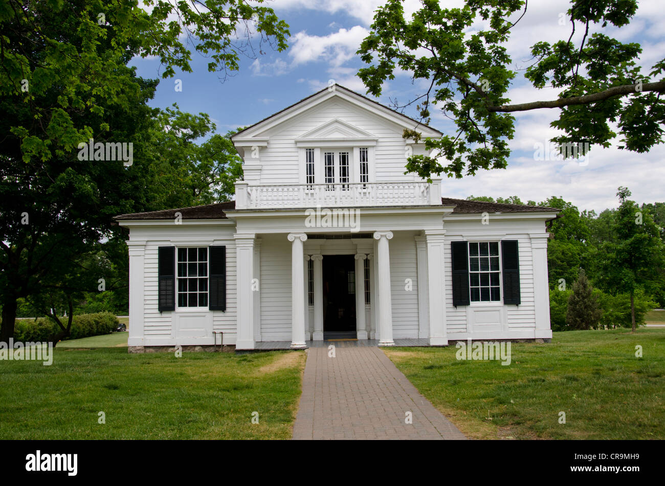 Michigan, wyandotte. greenfield village. poeta Robert Frost di abitazione, c. 1835, costruita ad Ann Arbor, Michigan. Foto Stock