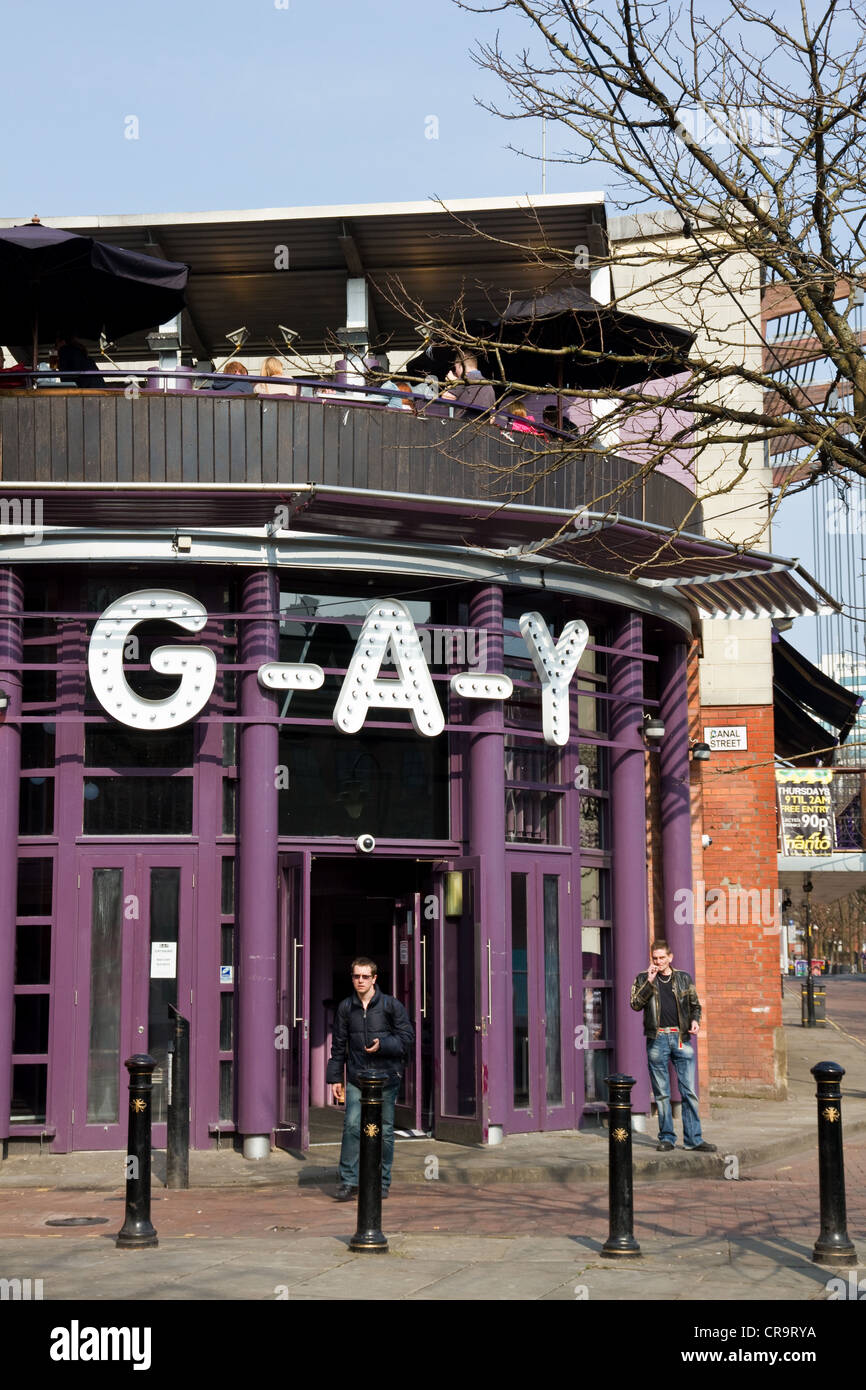 G-A-Y Bar, Canal Street, Gay Village, il centro città di Manchester, Inghilterra, Regno Unito Foto Stock