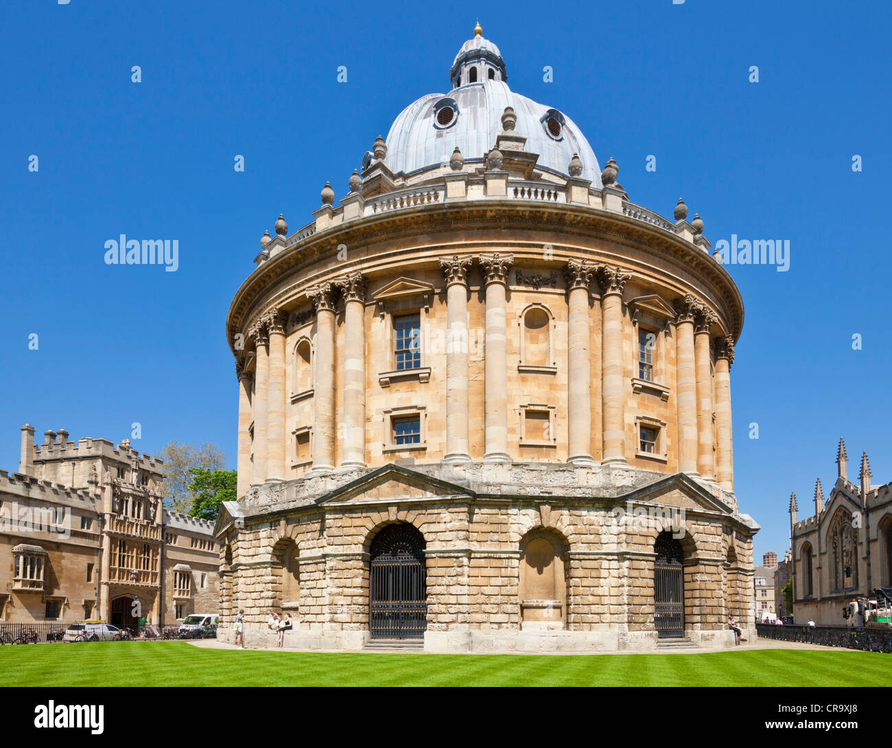 Radcliffe Camera pareti di Brasenose e tutte le anime dei Collegi e i tetti della città universitaria di Oxford, Oxfordshire, Inghilterra Foto Stock