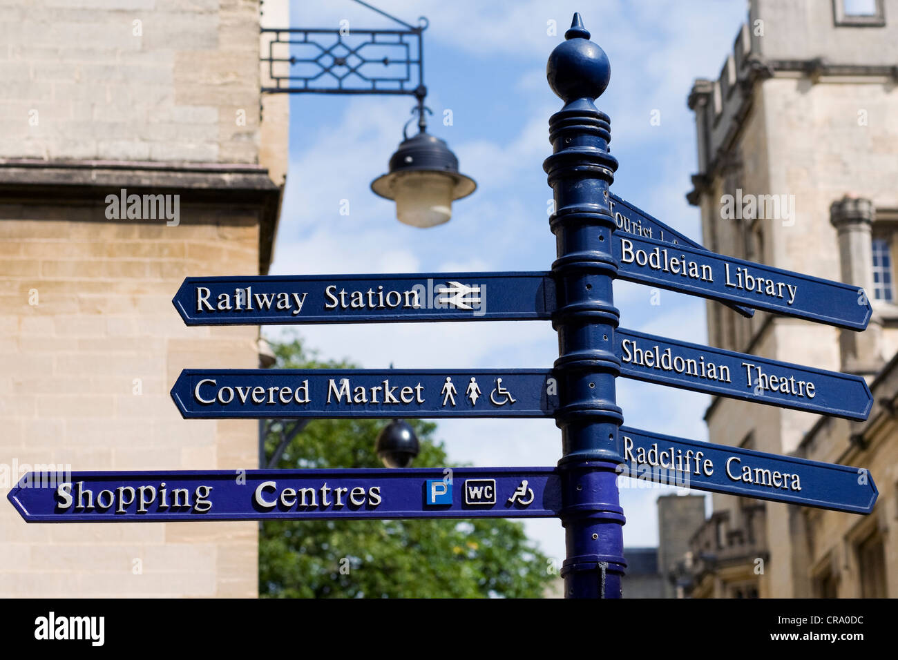 Cartello turistico nel centro di Oxford Foto Stock