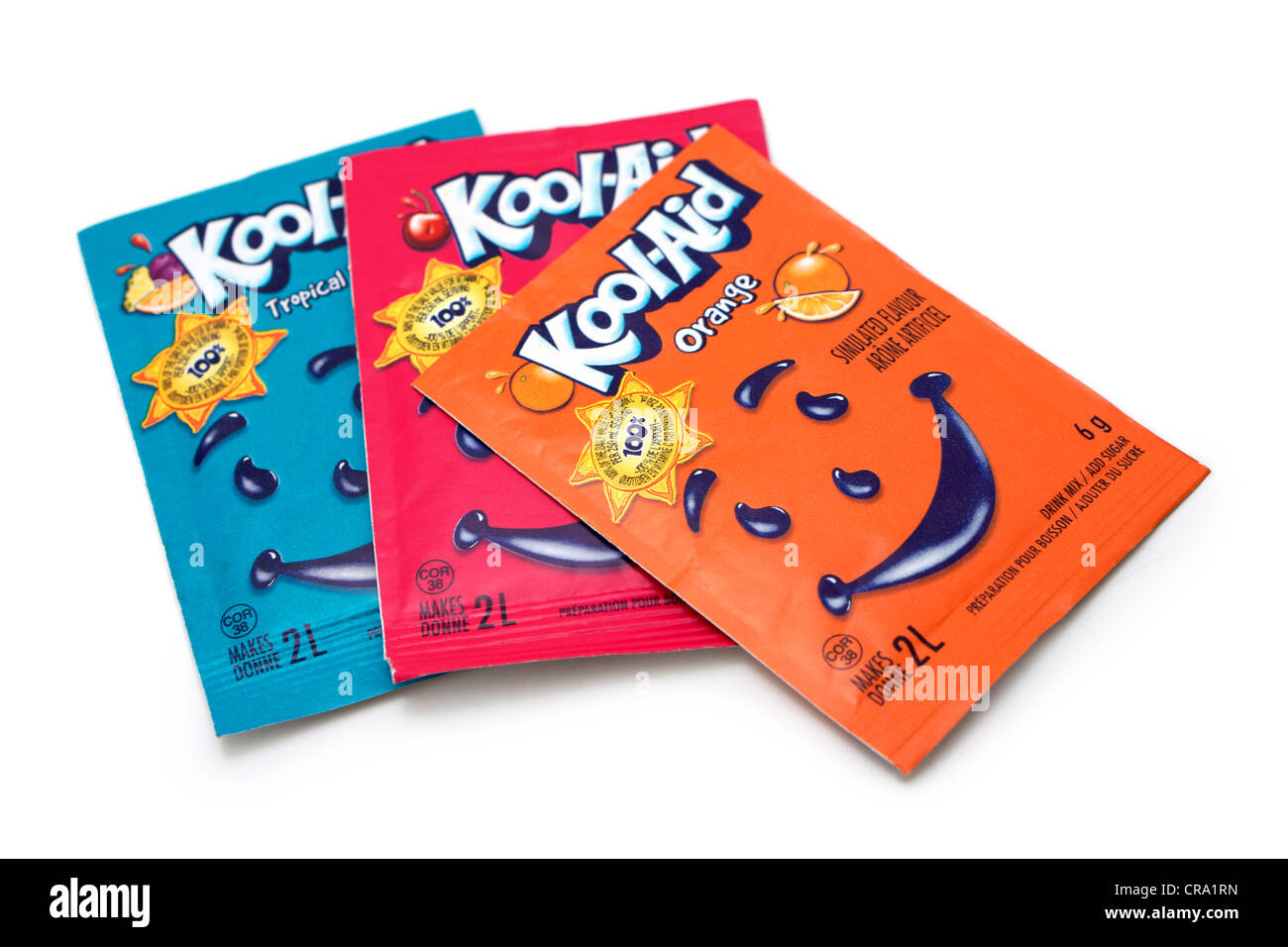 Kool-Aid, pacchetti di polvere di succo di frutta aromatizzato alla frutta mix Foto Stock