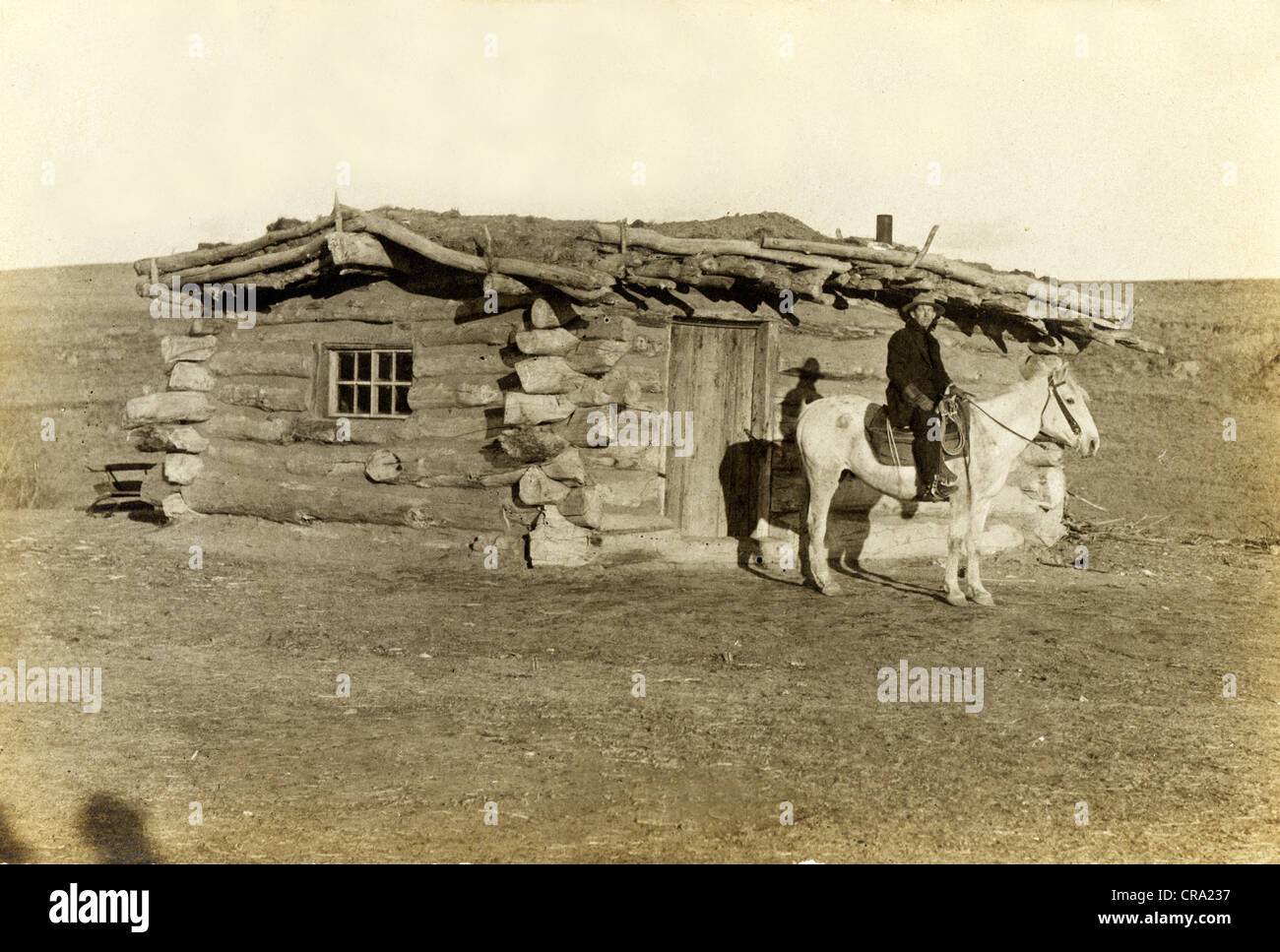 A Cowboy Western grezzo Log Cabin Foto Stock