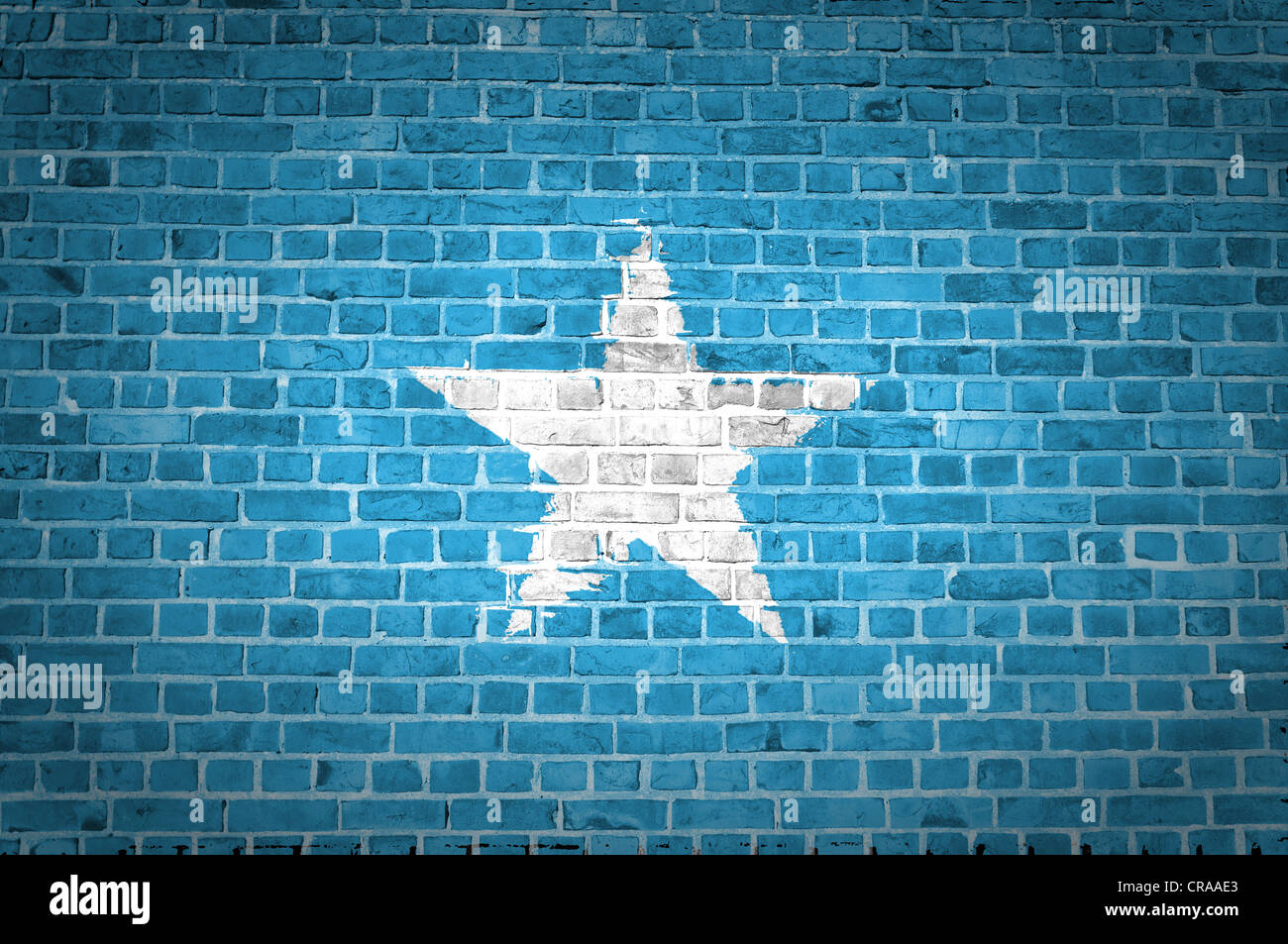 Una immagine della Somalia bandiera dipinta su un muro di mattoni in una collocazione urbana Foto Stock