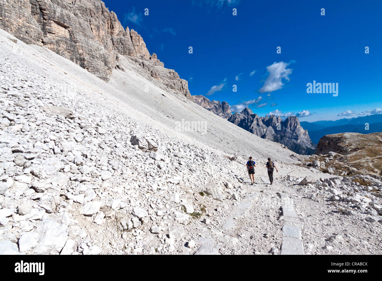 Drei Zinnen Trail, Tre Cime di Lavaredo, Dolomiti, Italia, Europa Foto Stock