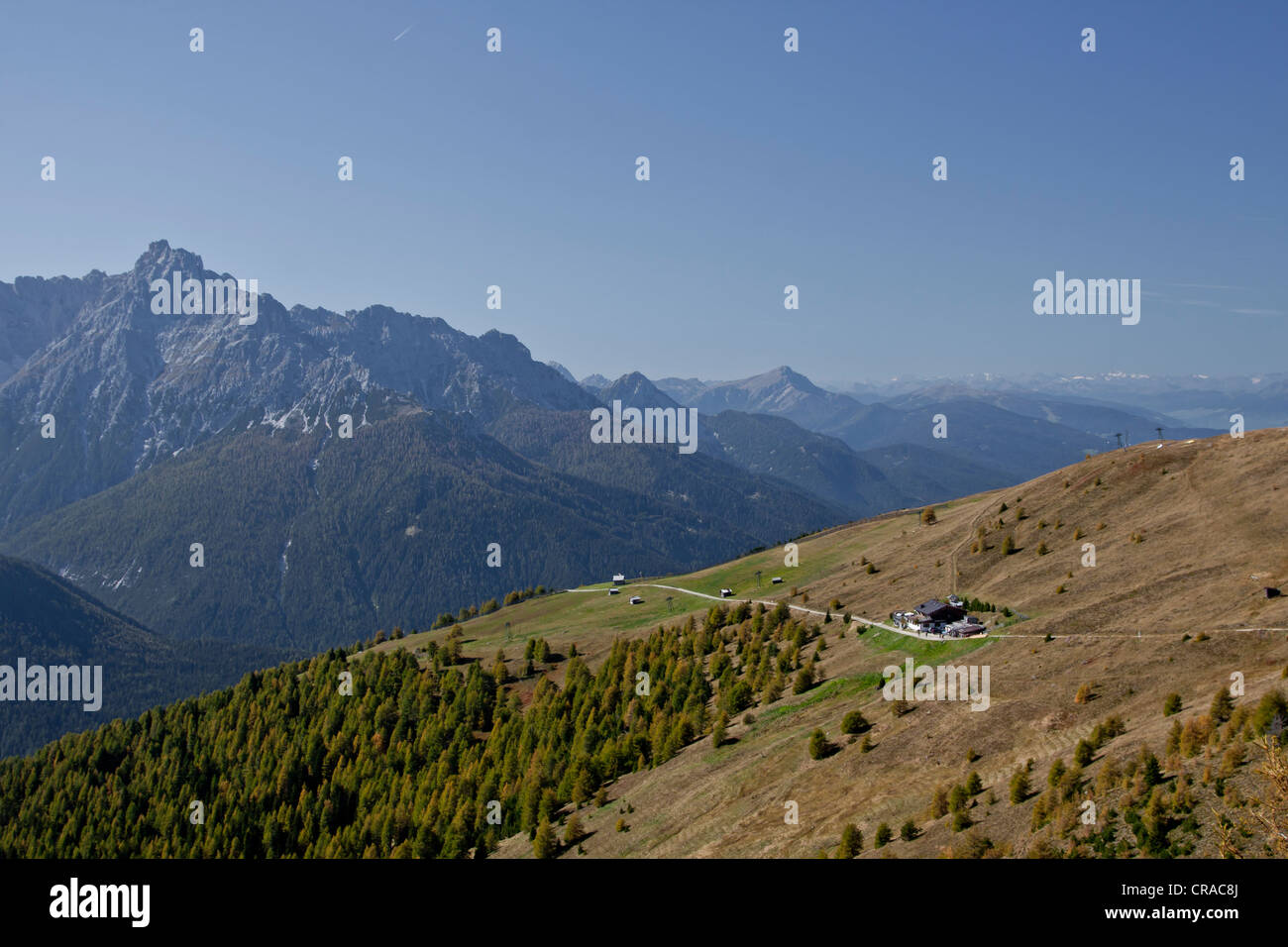 Mt timone, Monte Elmo, 2434m, Mt Birkenkofel, Croda dei Baranci, 2943m, sul retro, Dolomiti di Sesto, Italia, Europa Foto Stock