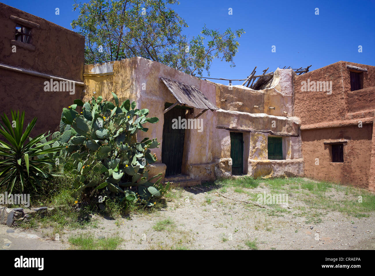Fort Bravo, western town, ex set cinematografico, ora una attrazione turistica, Tabernas, Andalusia, Spagna, Europa Foto Stock