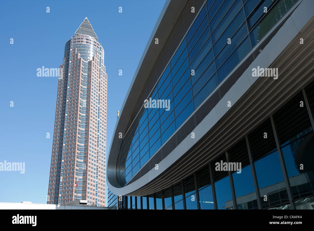 Torre di esposizioni, forum, fiera e centro espositivo Fiera di Francoforte, Hesse, Germania, Europa Foto Stock