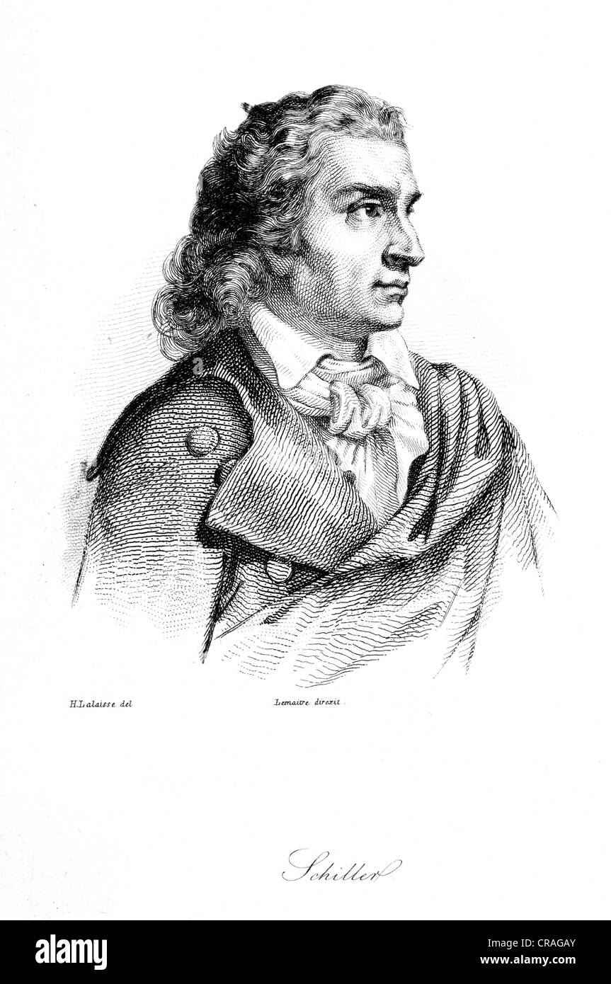 Friedrich Schiller, storico xilografia, 1850 Foto Stock