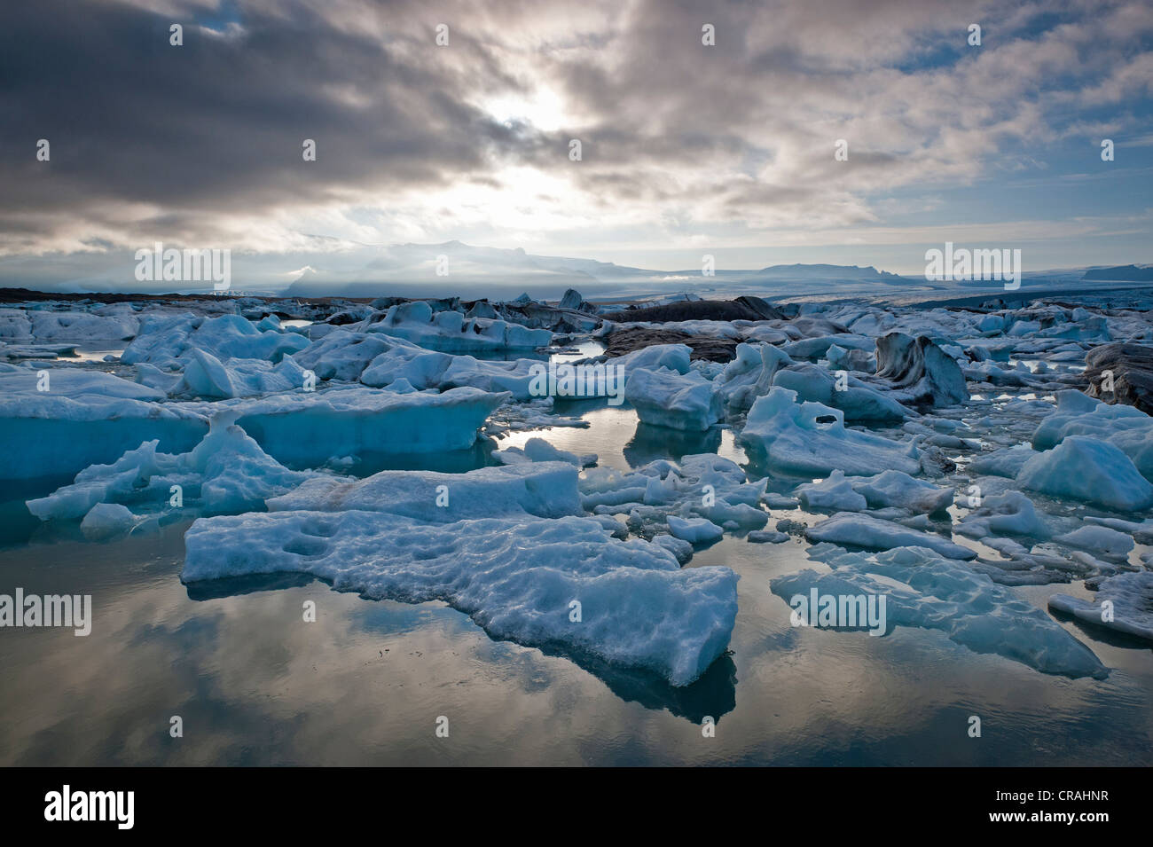 Ghiaccio, Joekulsárlón laguna glaciale, Islanda Orientale, Europa Foto Stock