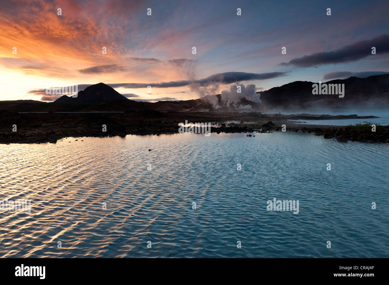 La generazione di energia, energia geotermica, nei pressi del Lago Myvatn, Nord Islanda, Europa Foto Stock