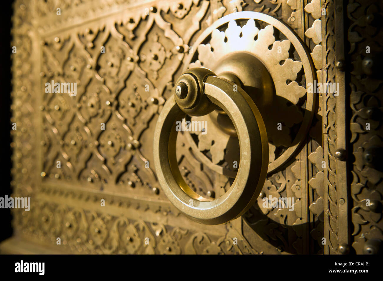 Maniglia della porta, City Palace Jaipur, Rajasthan, India, Asia Foto Stock