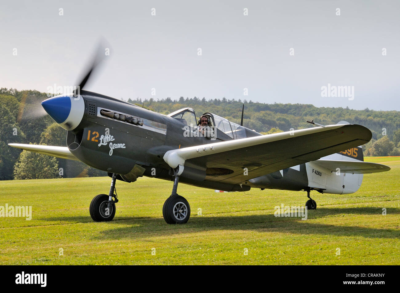 US-American Fighter Aircraft, Curtiss P-40 Kittyhawk, in Europa la più grande riunione di aeromobili d'epoca a Hahnweide, Kirchheim-Teck Foto Stock