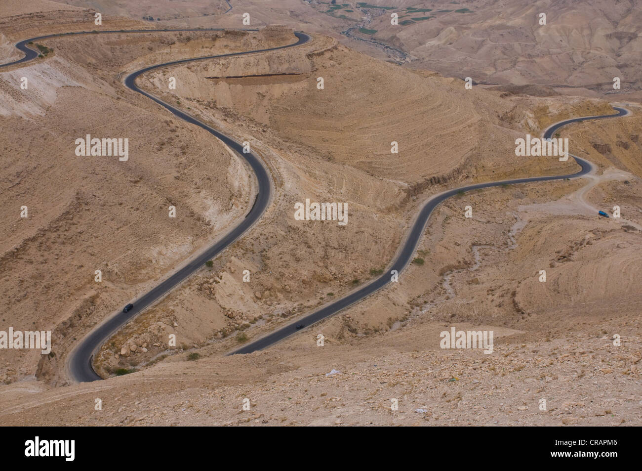 Strada tortuosa in King's Canyon, Giordania, Medio Oriente Foto Stock
