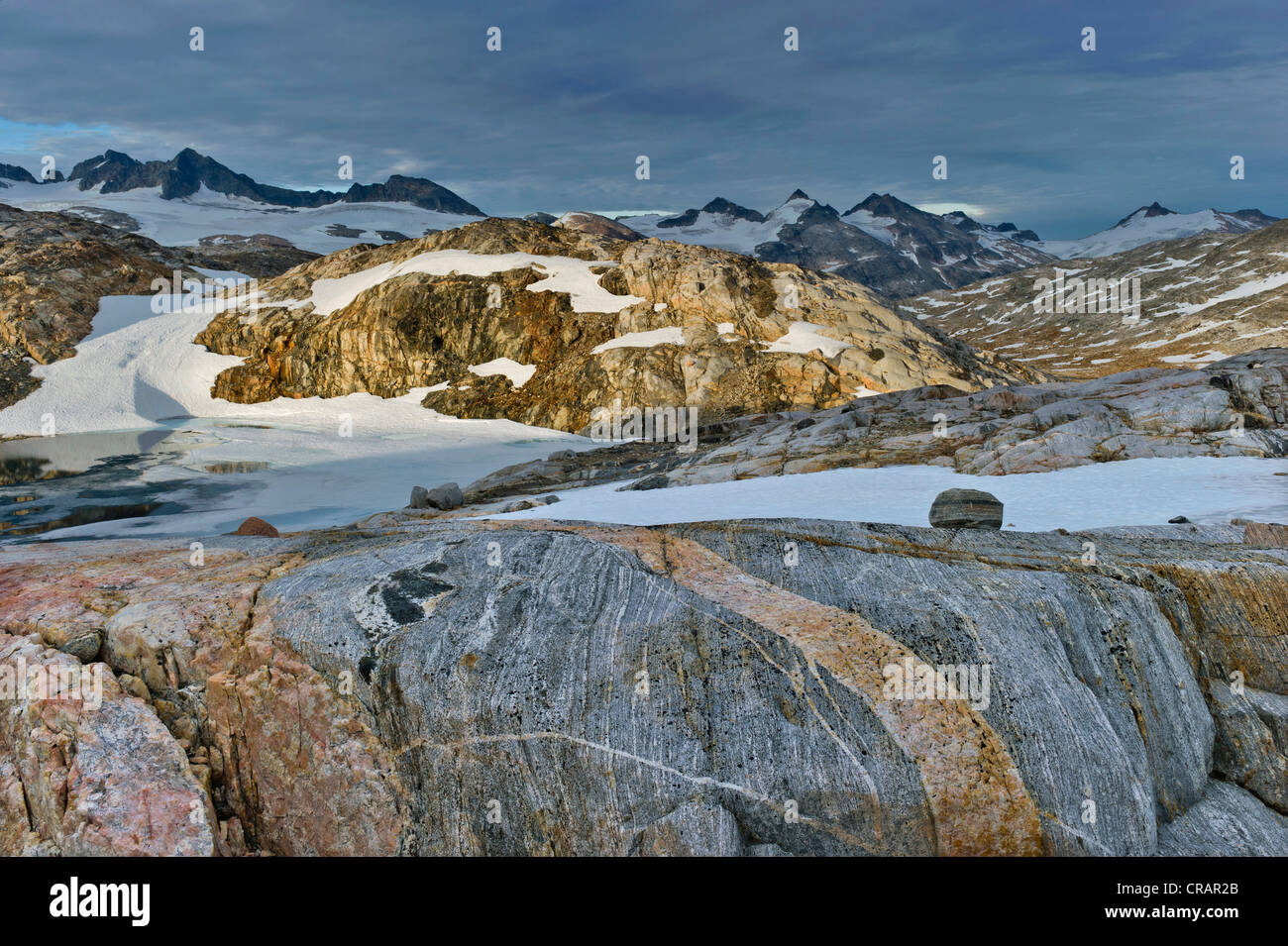 Sul ghiacciaio Mittivakkat, Ammassalik penisola, est della Groenlandia, Groenlandia Foto Stock