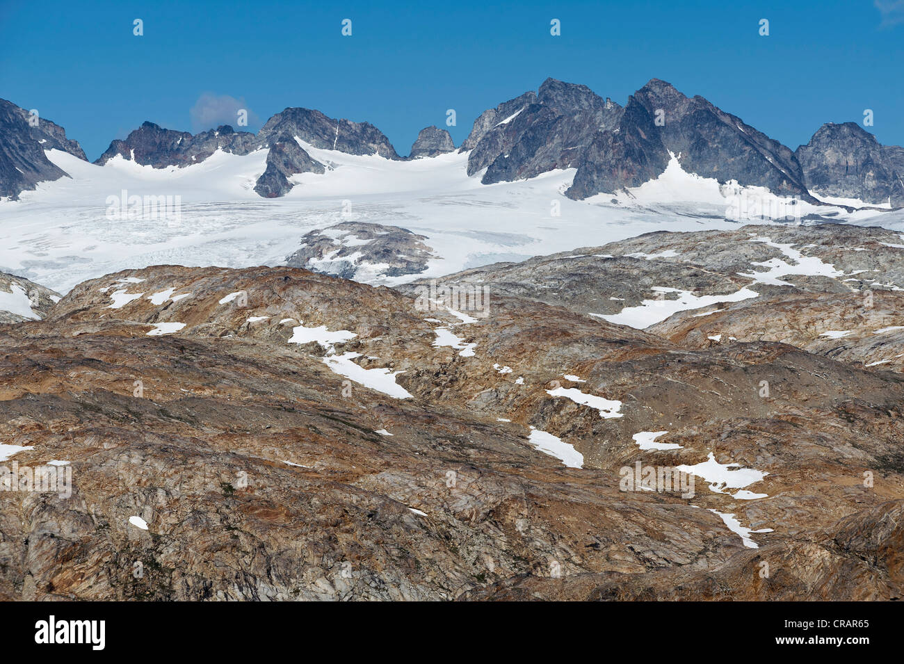 Mittivakkat ghiacciaio, Ammassalik Penisola, est della Groenlandia, Groenlandia Foto Stock