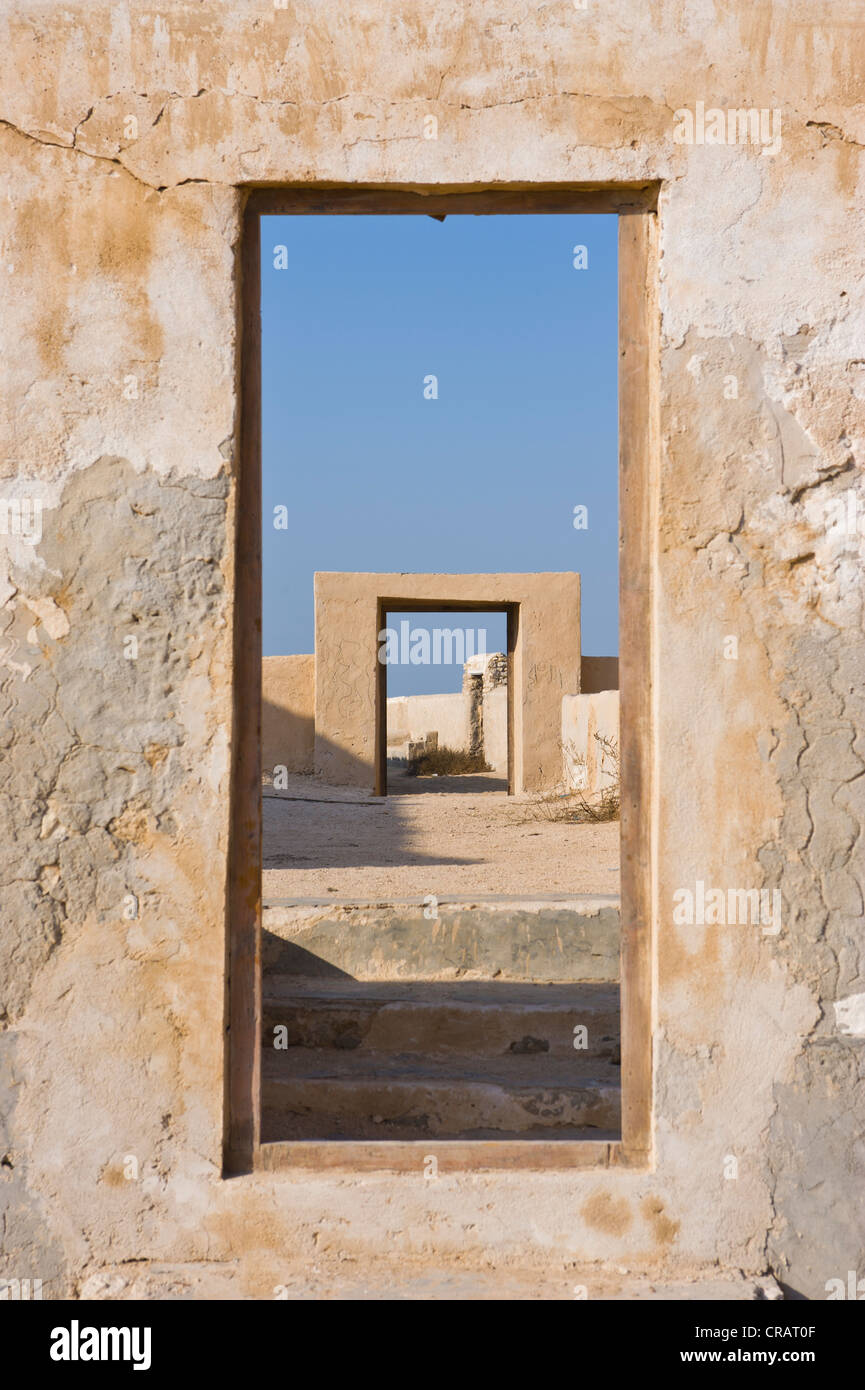 Il vecchio villaggio abbandonato, Qatar, Penisola Arabica, Medio Oriente Foto Stock