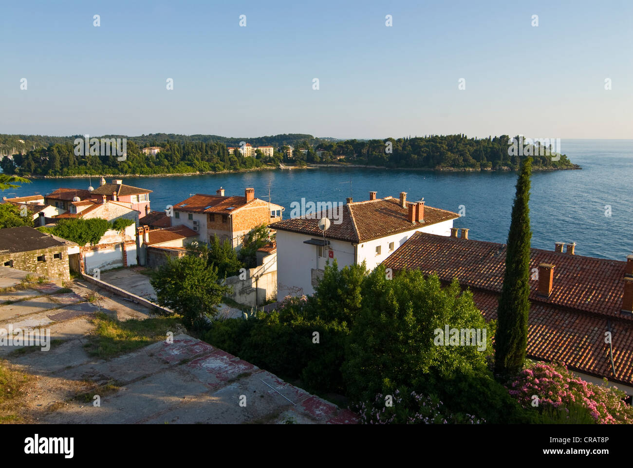 Vista del quartiere storico di Rovigno, Istria, Croazia, Europa Foto Stock