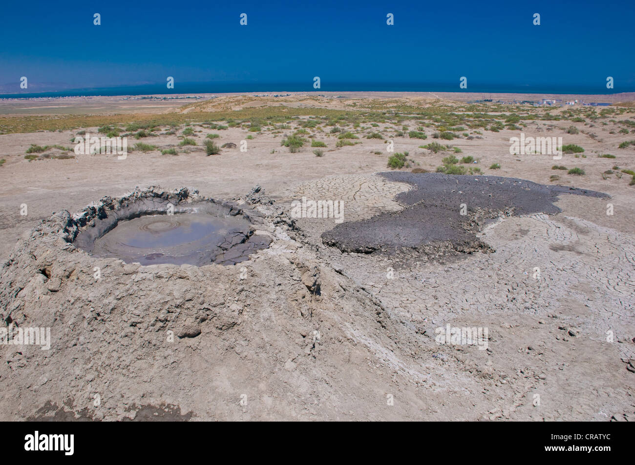 I vulcani di fango in Azerbaigian, Medio Oriente Foto Stock