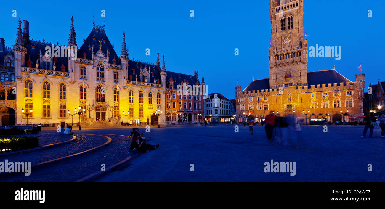 Il governo provinciale Palace, Provinciaal Hof, District Court, Grote Markt Market Square, il centro storico di Bruges Foto Stock