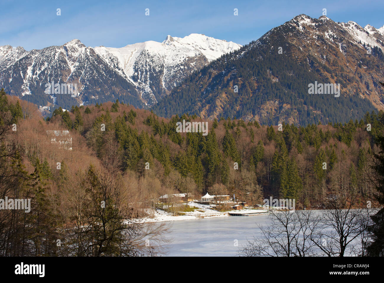 Freibergsee lago in inverno Foto Stock