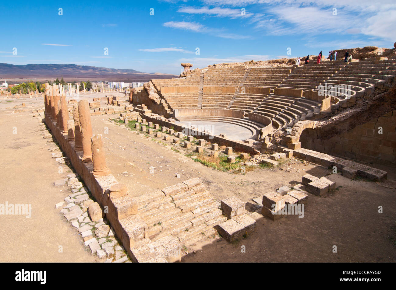 Anfiteatro, le rovine Romane di Timgad, Sito Patrimonio Mondiale dell'Unesco, Algeria, Africa Foto Stock