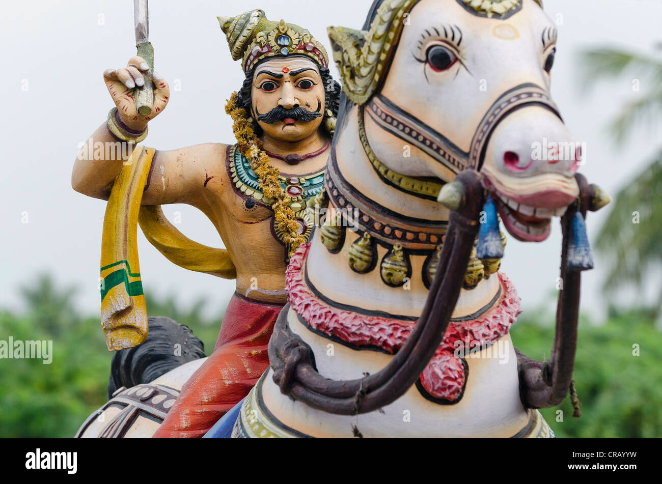Statua equestre, Chimnavarapalayam in Karur, Tamil Nadu, India, Asia Foto Stock