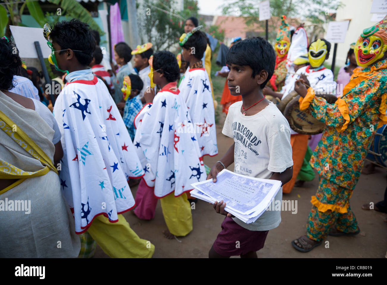Manifestazione contro il lavoro minorile, Karur, Tamil Nadu, India, Asia Foto Stock
