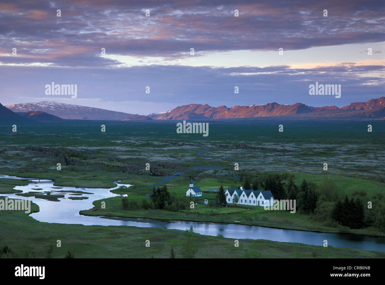 Storico di pianura Thingvellir, Thingvellir, Sud Islanda, Islanda, Europa Foto Stock