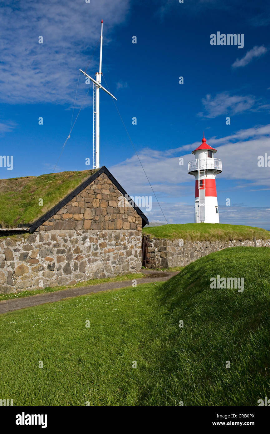 Skansin, un forte storico a Torshavn sulle Isole Faerøer, Torshavn, Streymoy isola, isole Faerøer, Atlantico del Nord Foto Stock