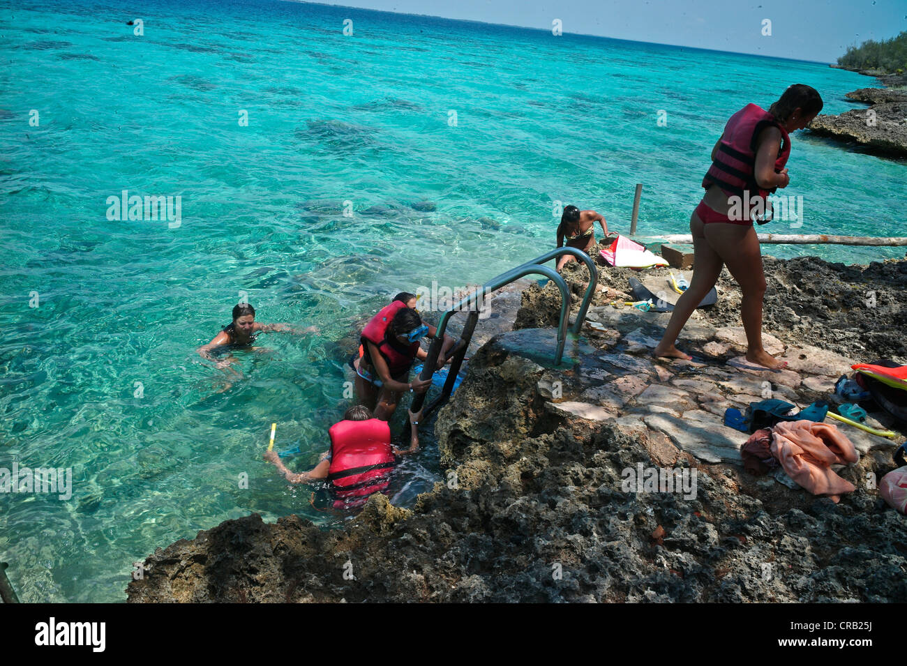 Lo snorkeling sul Mar dei Caraibi Foto Stock