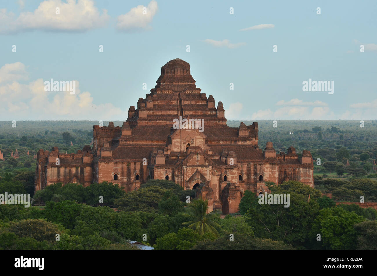 Vista verso Dhammayangyi Pahto nella luce della sera, il più grande tempio di Bagan, birmania, myanmar, Asia Foto Stock