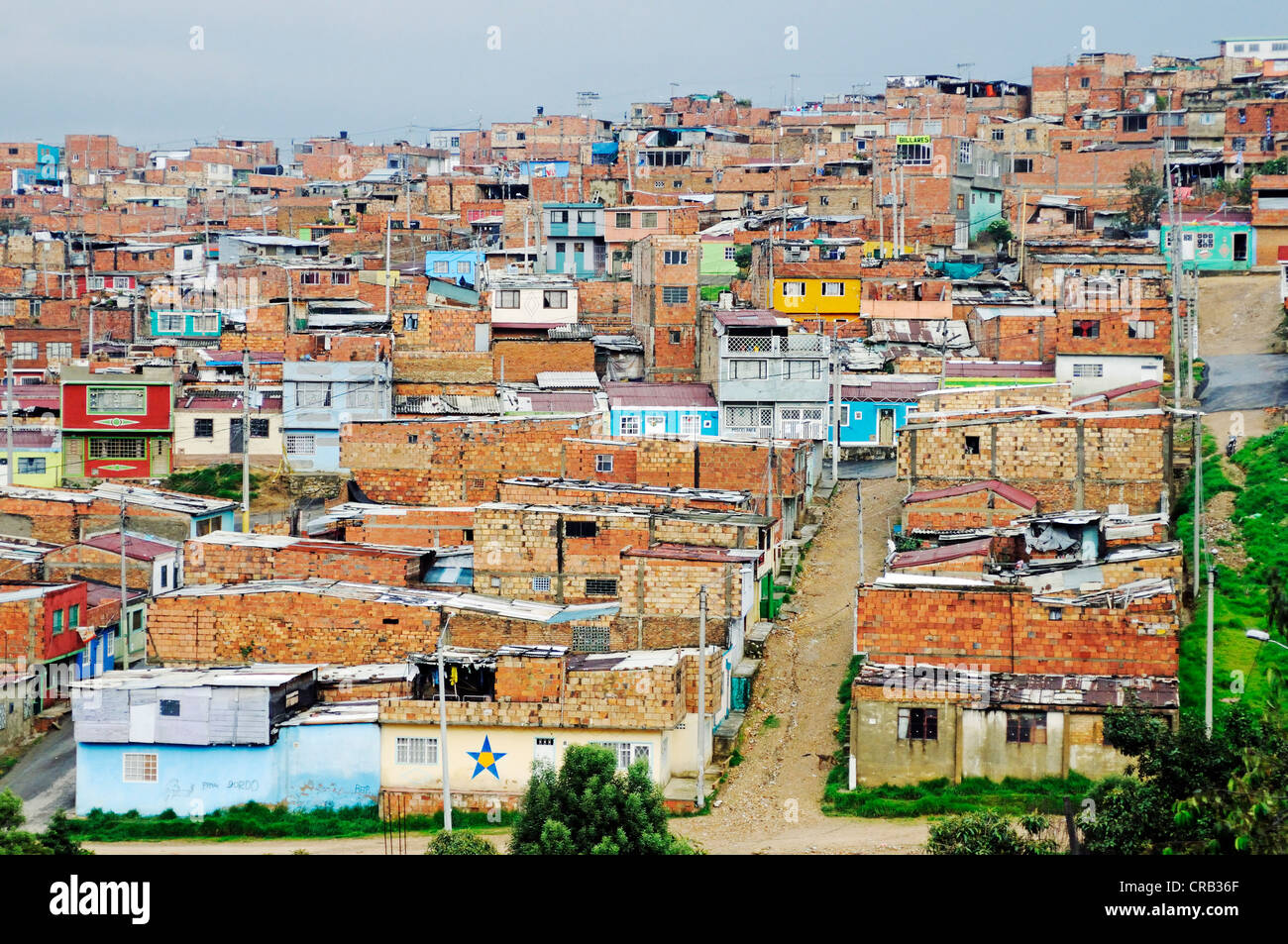 Baraccopoli, quartiere povero di Ciudad Bolivar, frange della capitale Bogotá, Colombia, America del Sud, America Latina Foto Stock