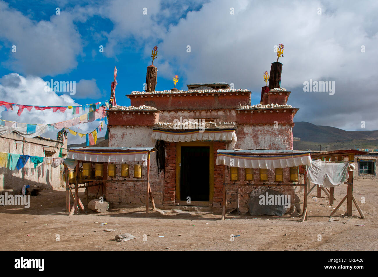 Monastero di Paryang lungo la via meridionale nel Tibet occidentale, Tibet, Asia Foto Stock