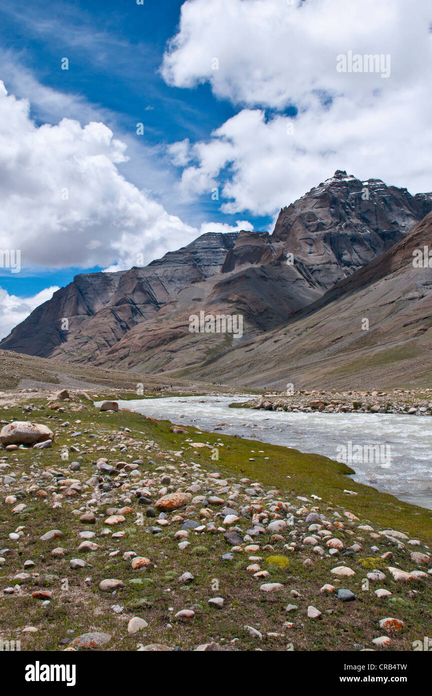 Sacro Monte Kailash Kora, percorso del pellegrinaggio, Tibet occidentale, Asia Foto Stock