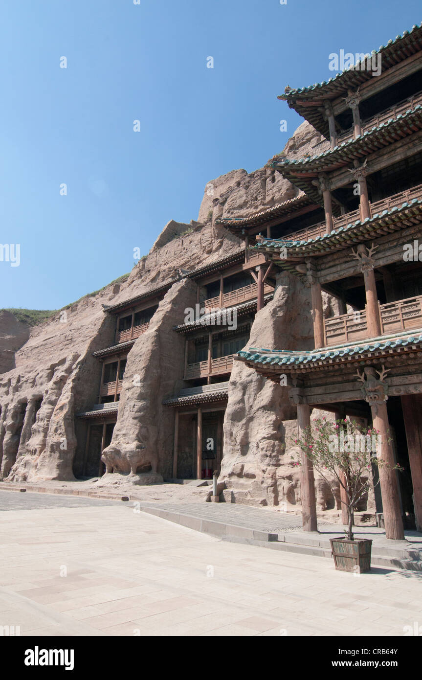 Grotte di Yungang, inizio grotta buddista templi, Sito Patrimonio Mondiale dell'Unesco, Shanxi, Cina e Asia Foto Stock