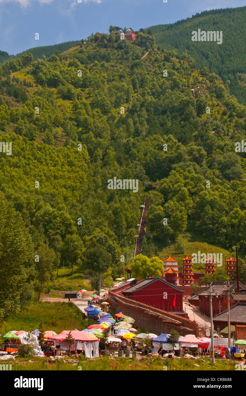 Wutai Shan sito monastico, monte Wutai, Sito Patrimonio Mondiale dell'Unesco, Shanxi, Cina e Asia Foto Stock