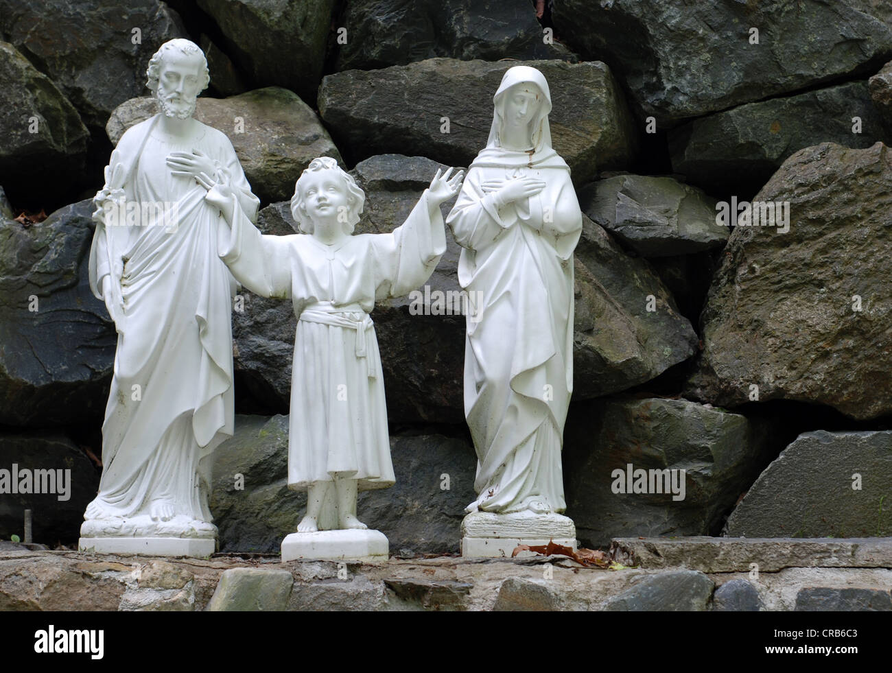 Statue religiose: Gesù, Maria e Giuseppe Foto Stock