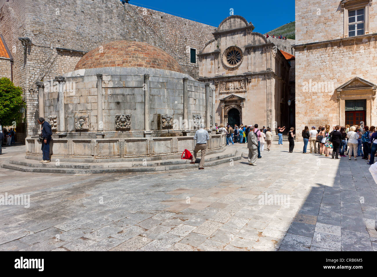 Grande Onofrio fontana, la città vecchia di Dubrovnik, Sito Patrimonio Mondiale dell'UNESCO, Dalmazia centrale, Dalmazia, costa adriatica, Croazia Foto Stock